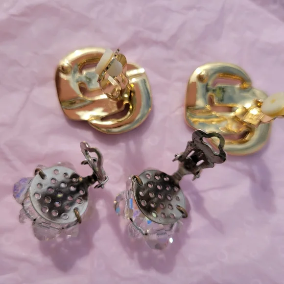 Clip-On Earrings ~ Vintage - Now ~ MCM Beaded Crystal & Current Rhinestone ~ 2pr - Picture 12 of 14